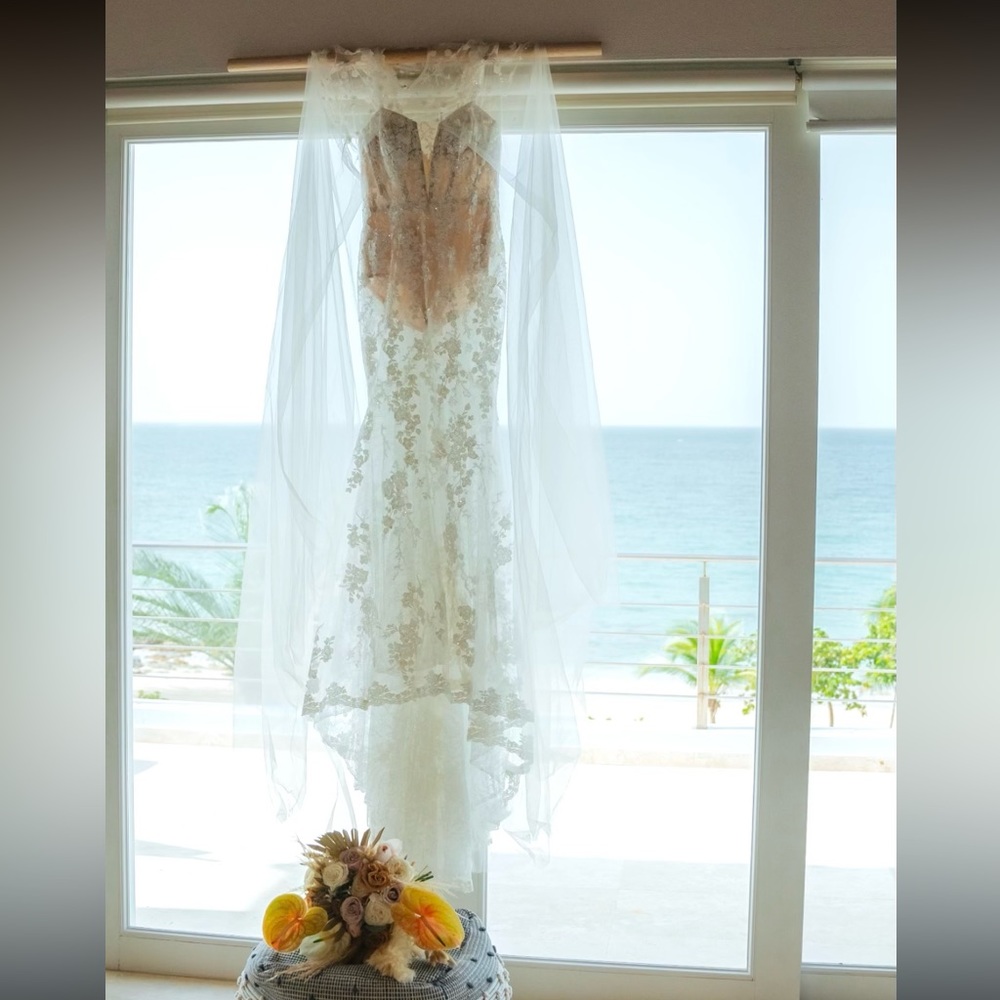 Galina wedding gown with custom tail and cape!